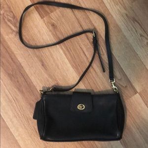 Coach crossbody handbag / purse. Black leather.